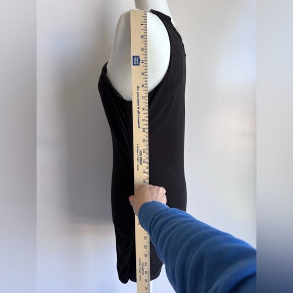 CACHE Women's Vintage Y2K Mini Black Gold Neckline Dress Size 6‎ /8 Ruched Side - Picture 10 of 10